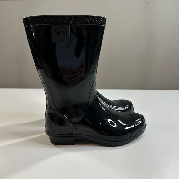 Ugg Boots Kids Size 13 K Raana Mural Rain Boot Black Rubber - Picture 4 of 8